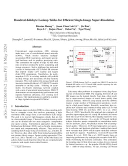 Hundred-Kilobyte Lookup Tables for Efficient Single-Image
  Super-Resolution