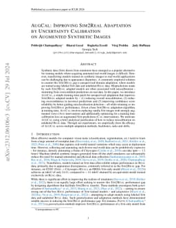 AUGCAL: Improving Sim2Real Adaptation by Uncertainty Calibration on
  Augmented Synthetic Images