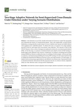 Two-Stage Adaptive Network for Semi-Supervised Cross-Domain Crater
  Detection under Varying Scenario Distributions