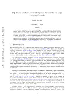 EQ-Bench: An Emotional Intelligence Benchmark for Large Language Models