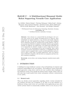 HoLLiE C -- A Multifunctional Bimanual Mobile Robot Supporting Versatile
  Care Applications