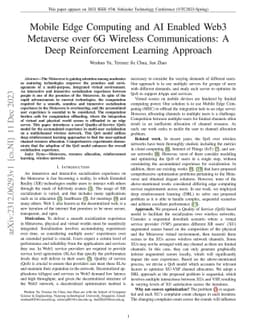 Mobile Edge Computing and AI Enabled Web3 Metaverse over 6G Wireless
  Communications: A Deep Reinforcement Learning Approach