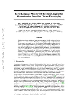 Large Language Models with Retrieval-Augmented Generation for Zero-Shot
  Disease Phenotyping