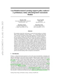 Can Reinforcement Learning support policy makers? A preliminary study
  with Integrated Assessment Models