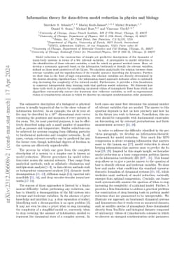Information theory for data-driven model reduction in physics and
  biology