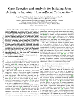 Gaze Detection and Analysis for Initiating Joint Activity in Industrial
  Human-Robot Collaboration