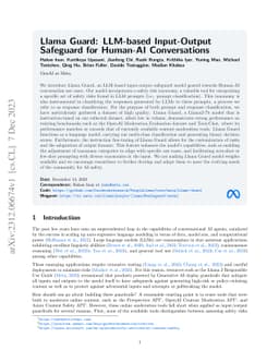 Llama Guard: LLM-based Input-Output Safeguard for Human-AI Conversations
