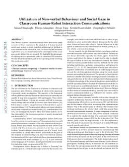 Utilization of Non-verbal Behaviour and Social Gaze in Classroom
  Human-Robot Interaction Communications