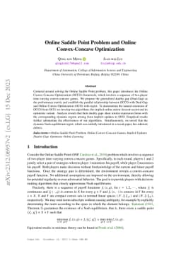 Online Saddle Point Problem and Online Convex-Concave Optimization
