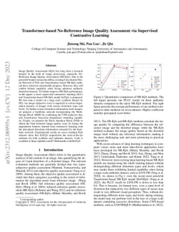 Transformer-based No-Reference Image Quality Assessment via Supervised
  Contrastive Learning