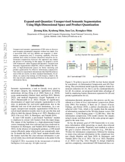 Expand-and-Quantize: Unsupervised Semantic Segmentation Using
  High-Dimensional Space and Product Quantization
