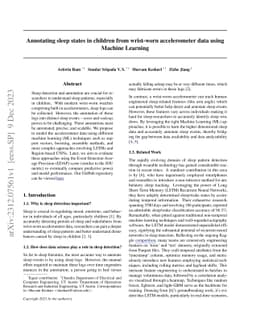 Annotating sleep states in children from wrist-worn accelerometer data
  using Machine Learning