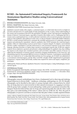ECHO: An Automated Contextual Inquiry Framework for Anonymous
  Qualitative Studies using Conversational Assistants