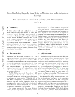 Cross Fertilizing Empathy from Brain to Machine as a Value Alignment
  Strategy