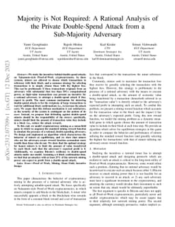 Majority is Not Required: A Rational Analysis of the Private
  Double-Spend Attack from a Sub-Majority Adversary