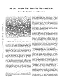 How Does Perception Affect Safety: New Metrics and Strategy