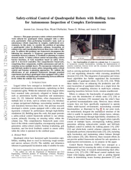 Safety-critical Control of Quadrupedal Robots with Rolling Arms for
  Autonomous Inspection of Complex Environments