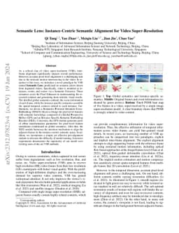 Semantic Lens: Instance-Centric Semantic Alignment for Video
  Super-Resolution