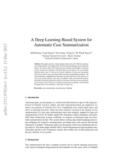 A Deep Learning-Based System for Automatic Case Summarization