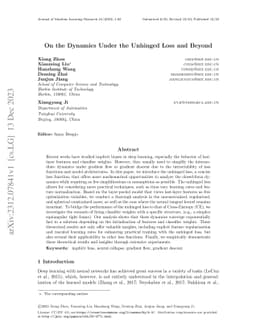 On the Dynamics Under the Unhinged Loss and Beyond