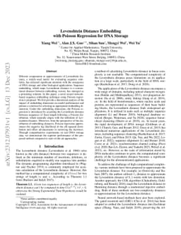 Levenshtein Distance Embedding with Poisson Regression for DNA Storage