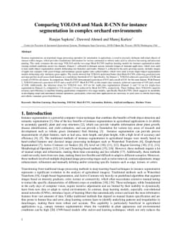 Comparing YOLOv8 and Mask RCNN for object segmentation in complex
  orchard environments
