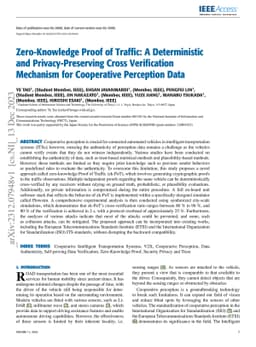 Zero-Knowledge Proof of Traffic: A Deterministic and Privacy-Preserving
  Cross Verification Mechanism for Cooperative Perception Data