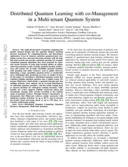 Distributed Quantum Learning with co-Management in a Multi-tenant
  Quantum System