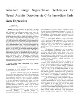 Advanced Image Segmentation Techniques for Neural Activity Detection via C-fos Immediate Early Gene Expression