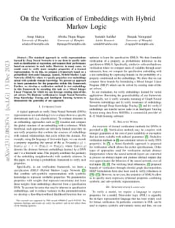 On the verification of Embeddings using Hybrid Markov Logic