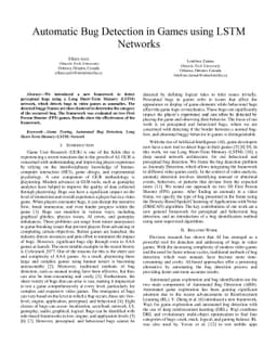 Automatic Bug Detection in Games using LSTM Networks
