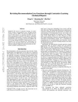 Revisiting Recommendation Loss Functions through Contrastive Learning
  (Technical Report)