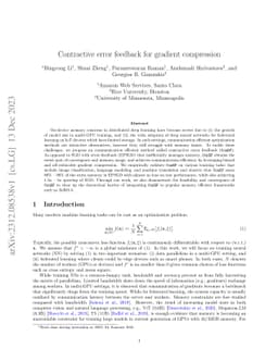 Contractive error feedback for gradient compression