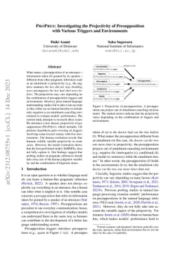PROPRES: Investigating the Projectivity of Presupposition with Various
  Triggers and Environments