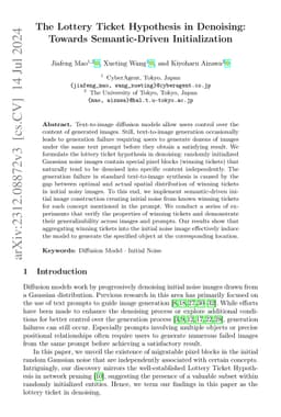 The Lottery Ticket Hypothesis in Denoising: Towards Semantic-Driven
  Initialization