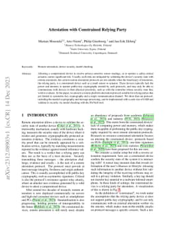 Attestation with Constrained Relying Party