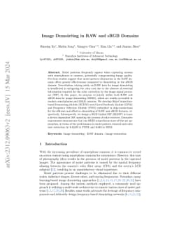 Image Demoireing in RAW and sRGB Domains