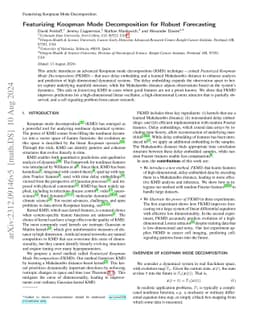 Featurizing Koopman Mode Decomposition For Robust Forecasting