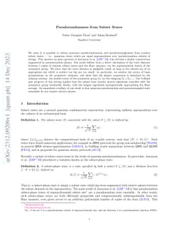 Pseudorandomness from Subset States