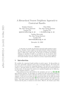 A Hierarchical Nearest Neighbour Approach to Contextual Bandits
