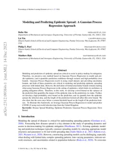 Modeling and Predicting Epidemic Spread: A Gaussian Process Regression
  Approach