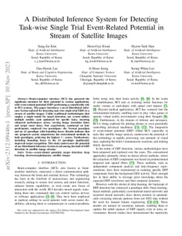 A Distributed Inference System for Detecting Task-wise Single Trial
  Event-Related Potential in Stream of Satellite Images
