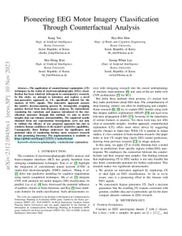 Pioneering EEG Motor Imagery Classification Through Counterfactual
  Analysis