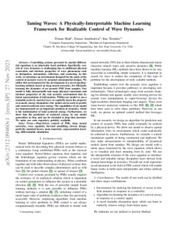 Taming Waves: A Physically-Interpretable Machine Learning Framework for
  Realizable Control of Wave Dynamics