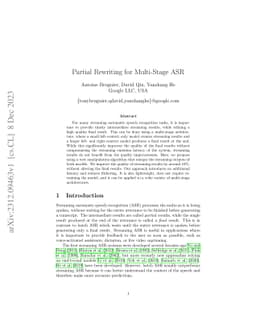 Partial Rewriting for Multi-Stage ASR