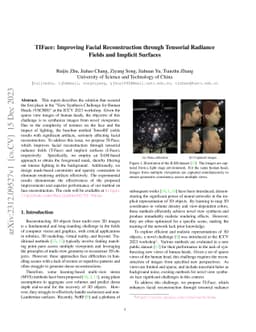 TIFace: Improving Facial Reconstruction through Tensorial Radiance
  Fields and Implicit Surfaces