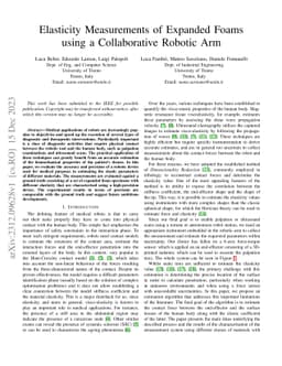 Elasticity Measurements of Expanded Foams using a Collaborative Robotic
  Arm