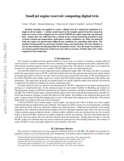 Small jet engine reservoir computing digital twin
