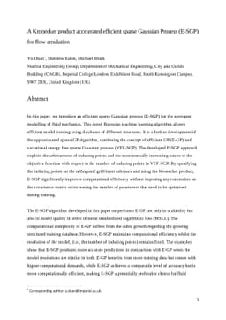 A Kronecker product accelerated efficient sparse Gaussian Process
  (E-SGP) for flow emulation