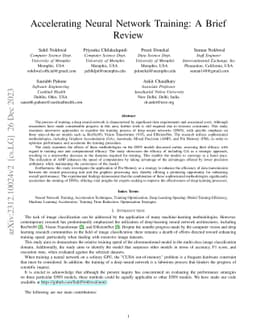 Accelerating Neural Network Training: A Brief Review